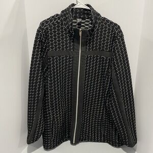 AVENUE Light weight Jacket Coat 22/24 Black White Long Sleeve Zipper Front